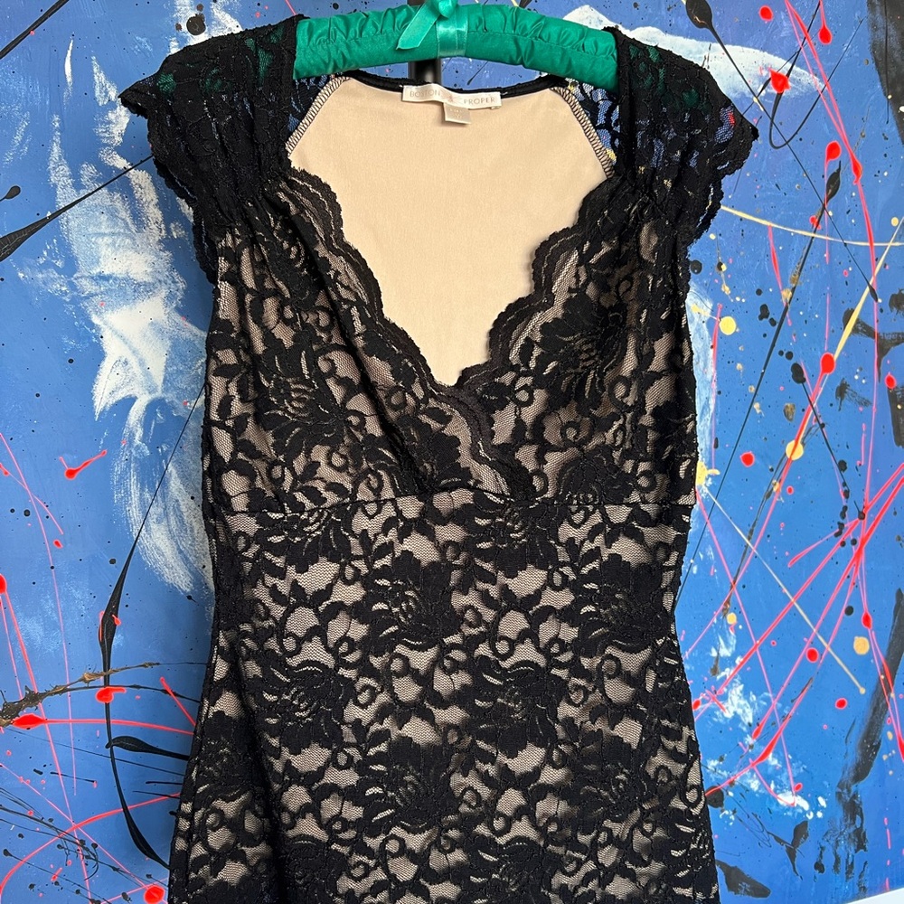 Boston Proper Black Lace Sleeveless Top
